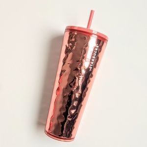 Limited Edt Starbucks Rose Gold Hammered Tumbler